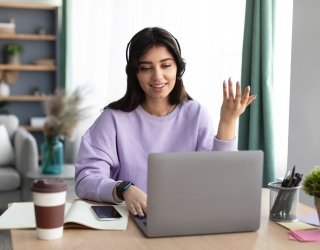 Woman using laptop