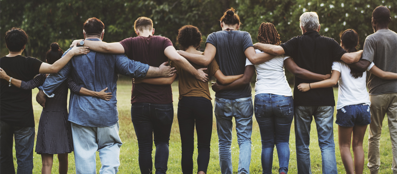 Group of people working together as a community