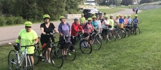 Group of females in bike class