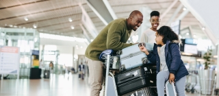 Family traveling through an airport