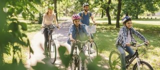 A family biking together