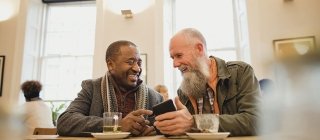 Elderly men at a coffee shop