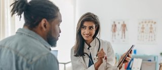 Patient with his primary care provider during a health visit