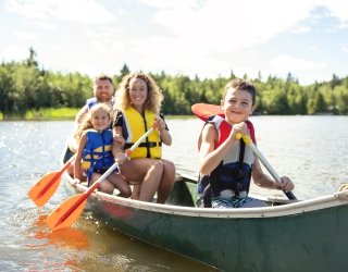 Family in canoe