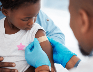 young girl after vaccination 