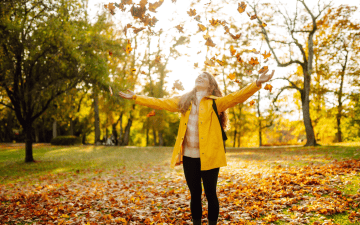 woman enjoying a fall day
