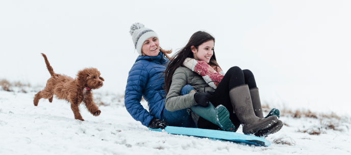 Sledding in the winter